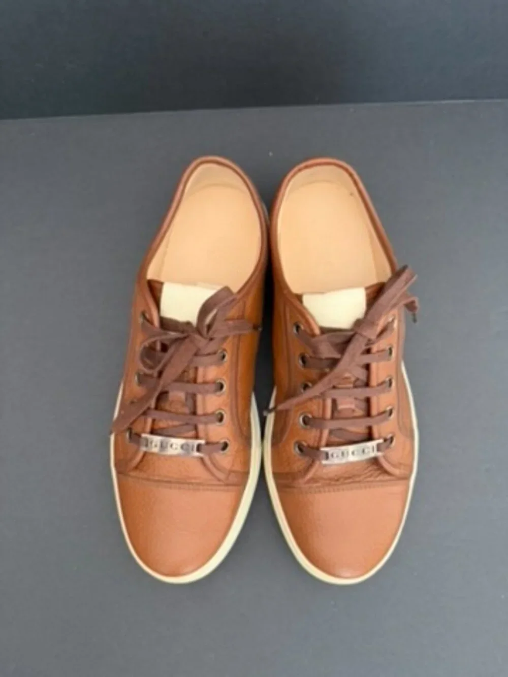 Gucci Brown Leather Miro Soft Low Top Sneakers Size 39